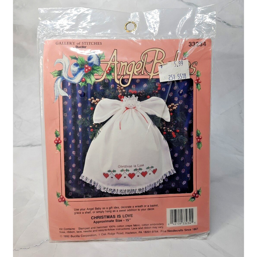 Bucilla Gallery of Stitches Angel Babies Christmas Is Love 33234 15 inches